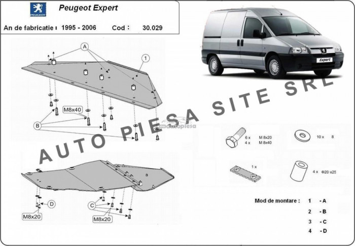 Scut metalic motor Peugeot Expert fabricat in perioada 1995 - 2006 APS-30,029