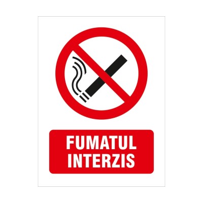 Indicator semnalizare Fumatul interzis, PVC, 20 x 15 cm foto