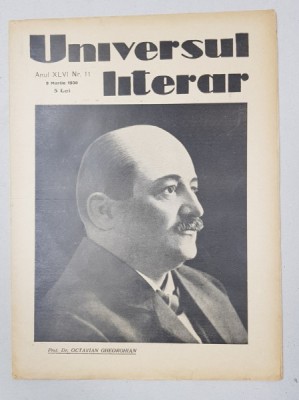 REVISTA &amp;#039;UNIVERSUL LITERAR&amp;#039;, ANUL XLVI, NR. 11, 9 Martie 1930 foto
