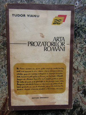 Tudor Vianu - Arta prozatorilor romani foto