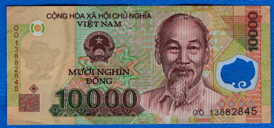 (9) BANCNOTA VIETNAM - 10.000 DONG, POLYMER, PORTRET HO CHI MINH foto