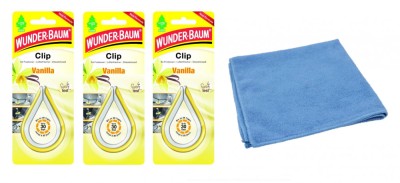 Odorizant auto&amp;nbsp;Wunder- Baum Clip 3 Pack Vanilla si Laveta Microfibra 30x40cm foto