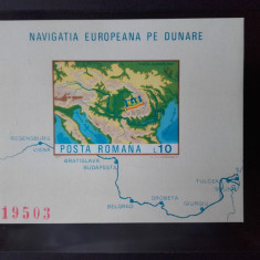 1977 - Navigatia Europeana pe Dunare - colita nedantelata - LP950