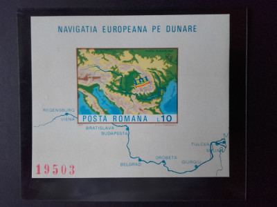 1977 - Navigatia Europeana pe Dunare - colita nedantelata - LP950 foto