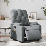 VidaXL Fotoliu de masaj electric rabatabil, gri, piele ecologică