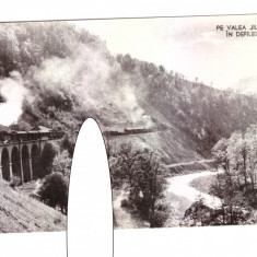 CP Pe Valea Jiului in defileu, RPR, circulata 1960, feroviara, stare foarte buna