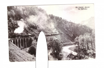 CP Pe Valea Jiului in defileu, RPR, circulata 1960, feroviara, stare foarte buna foto
