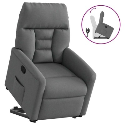 vidaXL Fotoliu rabatabil cu ridicare pe verticală, gri &amp;icirc;nchis, textil 3303033 foto