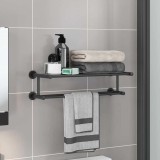 Cumpara ieftin Suport pentru prosoape Negru 61 x 23 x 17 cm Oțel inoxidabil