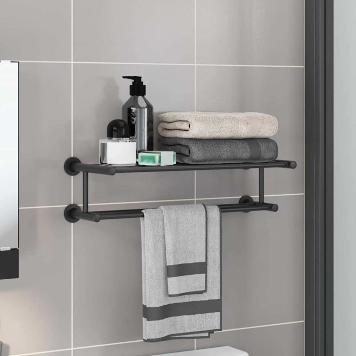 Suport pentru prosoape Negru 61 x 23 x 17 cm Oțel inoxidabil