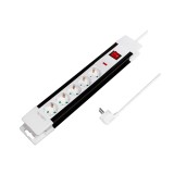 PRELUNGITOR LOGILINK, Schuko x 5, cablu 3G 1.5mm2, 230 V/16 A, 50 Hz, max. 3500 W, buton intrerupator iluminat, IP20, 3m, negru-alb, &quot;LPS211&quot; (timbru