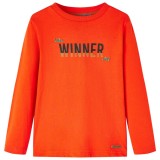 Tricou de copii cu m&acirc;neci lungi portocaliu aprins 140, vidaXL
