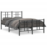 VidaXL Cadru pat metalic cu tăblie de cap/picioare, negru, 120x200 cm