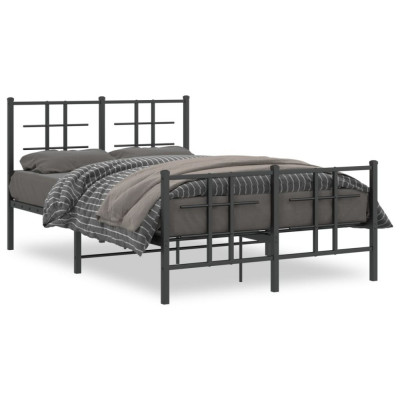 Cadru pat metalic cu tablie de cap/picioare, negru, 120x200 cm GartenMobel Dekor foto