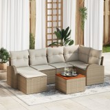 VidaXL Set de Sofa pentru Grădină 7 pcs Bej, alb Mare