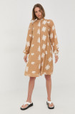Cumpara ieftin Bruuns Bazaar rochie din bumbac culoarea bej, mini, oversize