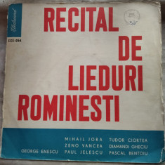 LP:RECITAL DE LIEDURI ROMANESTI:Enescu/Jora/Vancea/Ciortea/Gheciu/Bentoiu+(1960)