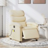 VidaXL Fotoliu electric de masaj rabatabil, crem, textil