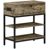HOMCOM Măsuță de Cafea cu 2 Prize și 2 Porturi USB, Sertar și 2 Rafturi Deschise, 60x30x66,5 cm, Maro | Aosom Romania