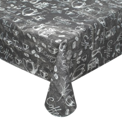 Față de masă, Model Cafea și Ceai, Gri, 180x140cm, Material PEVA și Flanel foto