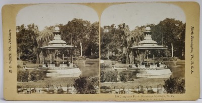 CONGRESS PARK , SARATOGA SPRINGS , FOTOGRAFIE STEREOSCOPICA , 1901 foto