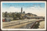 (75) CARTE POSTALA UNGARIA - GYOR - GARA - CIRCULATA - 1915, Printata