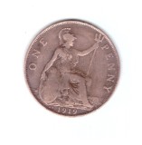Moneda Marea Britanie 1 penny 1919 KN, stare buna, curata