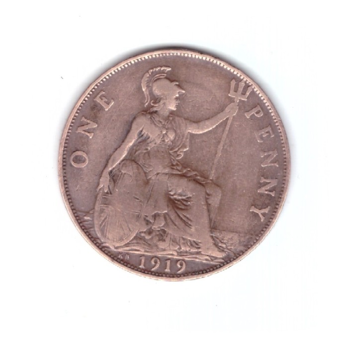 Moneda Marea Britanie 1 penny 1919 KN, stare buna, curata