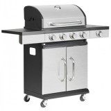 Gratar gradina, grill dreptunghiular, cu gaz, 4+1 arzatoare, cu roti, capac, 120x48x110 cm,&nbsp;BBQ Forbes&nbsp; GartenVIP DiyLine