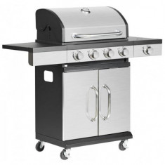 Gratar gradina, grill dreptunghiular, cu gaz, 4+1 arzatoare, cu roti, capac, 120x48x110 cm,&nbsp;BBQ Forbes&nbsp; GartenVIP DiyLine