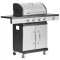 Gratar gradina, grill dreptunghiular, cu gaz, 4+1 arzatoare, cu roti, capac, 120x48x110 cm,&nbsp;BBQ Forbes&nbsp; GartenVIP DiyLine