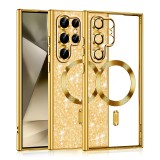 Husa premium Samsung Galaxy S22 Ultra 5G Asteroid GSM Luxury Glitter MagSafe, auriu
