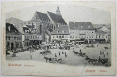 Brasov - Marktplatz, animatie, Levelezo-Lap, circulata 1905 foto