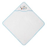 Prosop pentru bebelusi cu gluga, 75x75cm, alb, ursulet, ADR
