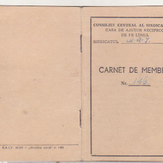 bnk div Carnet de membru Casa de Ajutor Reciproc - 1962
