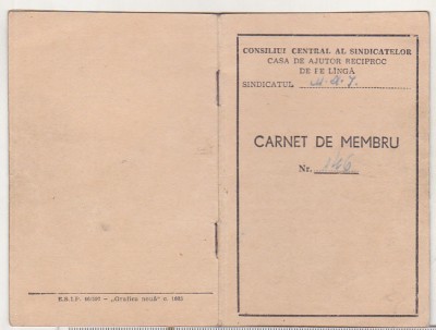 bnk div Carnet de membru Casa de Ajutor Reciproc - 1962 foto