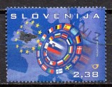 SLOVENIA 2008, Drapele, Uniunea Europeana, stampilat, uzat