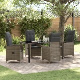 Gossi set de masa de gradina cu 5 piese cu perne gri rattan pe