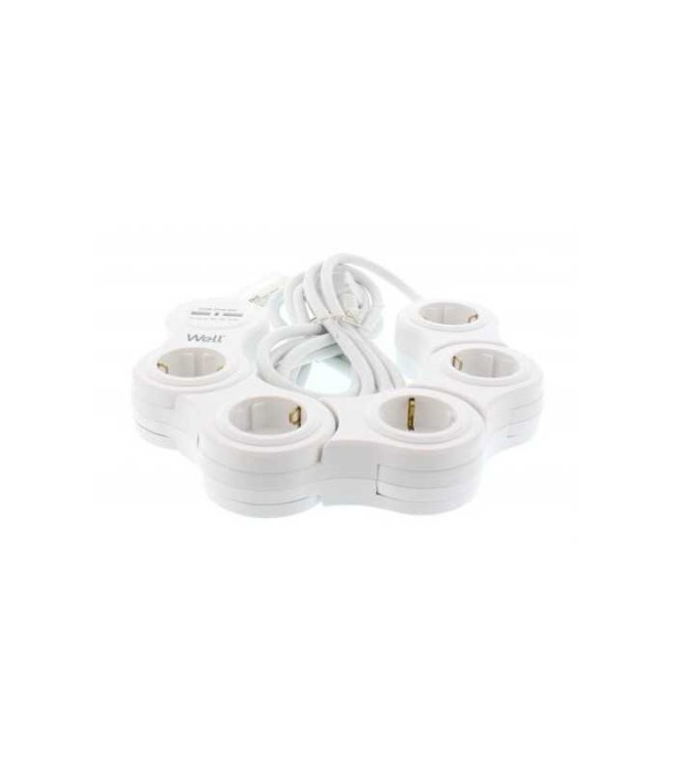 Prelungitor reglabil 5 prize 3m cablu 3xG1.5mm2 16A 3500W cu incarcator USB Well