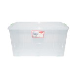 Cutie depozitare 120L cu capac si roti din plastic transparenta 800x515x420mm