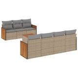 Cumpara ieftin Set canapele de gradina, 8 piese, cu perne, bej, poliratan