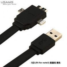 Cablu date Usams 3 in 1 Apple iPhone 5 Negru foto