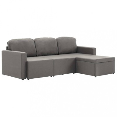 Canapea extensibila modulara, 3 locuri, gri taupe, textil foto