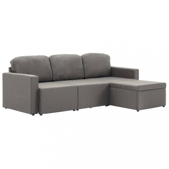 Canapea extensibila modulara, 3 locuri, gri taupe, textil