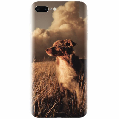 Husa silicon pentru Apple Iphone 7 Plus, Alone Dog Animal In Grass foto