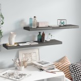 Gossi rafturi de perete, 2 buc., gri extralucios, 90x23,5x3,8 cm, mdf