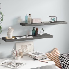 vidaXL Rafturi de perete, 2 buc., gri extralucios, 90x23,5x3,8 cm, MDF