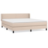 Cumpara ieftin Pat box spring cu saltea, cappuccino, 180x200cm piele ecologica