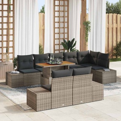 vidaXL Set de masă pentru grădină 9 pcs Gri și Brown 100 x 55 x 73 cm 3349978 foto