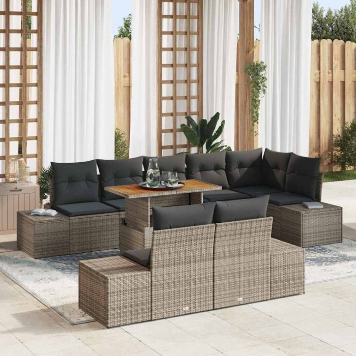 vidaXL Set de masă pentru grădină 9 pcs Gri și Brown 100 x 55 x 73 cm 3349978
